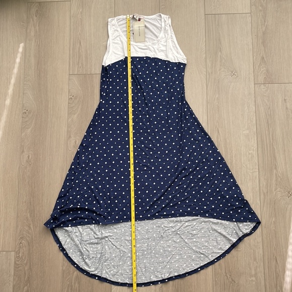 Blue / White Adam Levine  M short sleeve dress Hi low hem Made in USA - Picture 6 of 7